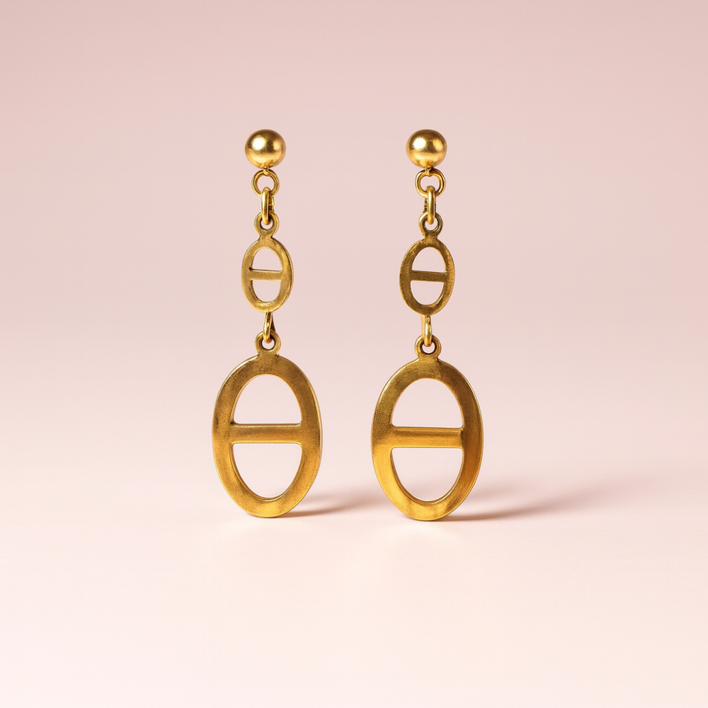 Boucles d’oreilles maille marine ajourées dorées – bijoux acier inoxydable | Gaou Bijoux