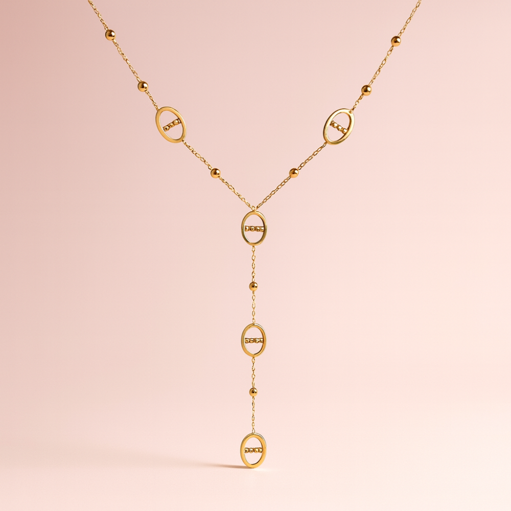 Collier Ines Maille Marine Long Y | Gaou Bijoux