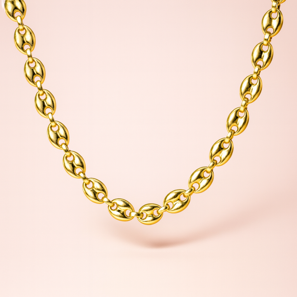 Collier Maille Marine / Grain de Café en acier inoxydable – Doré ou Argenté | Gaou Bijoux