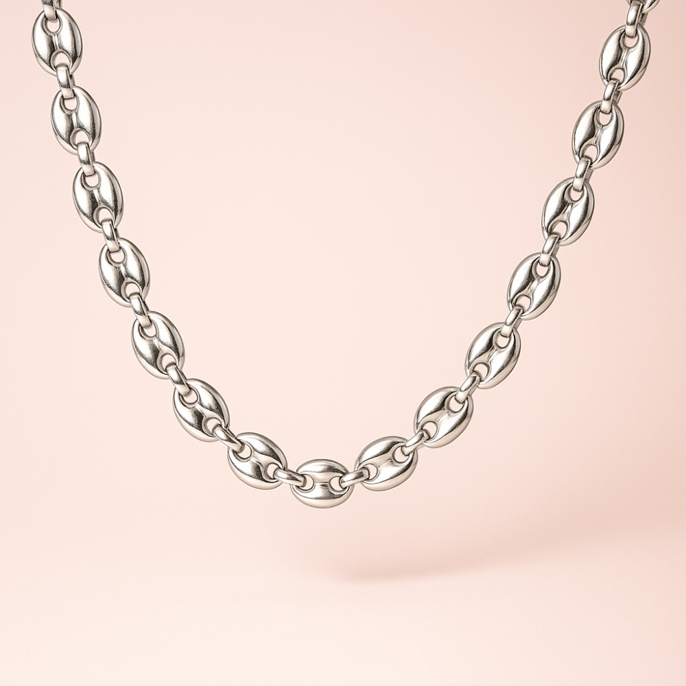 Collier Maille Marine / Grain de Café en acier inoxydable – Doré ou Argenté | Gaou Bijoux