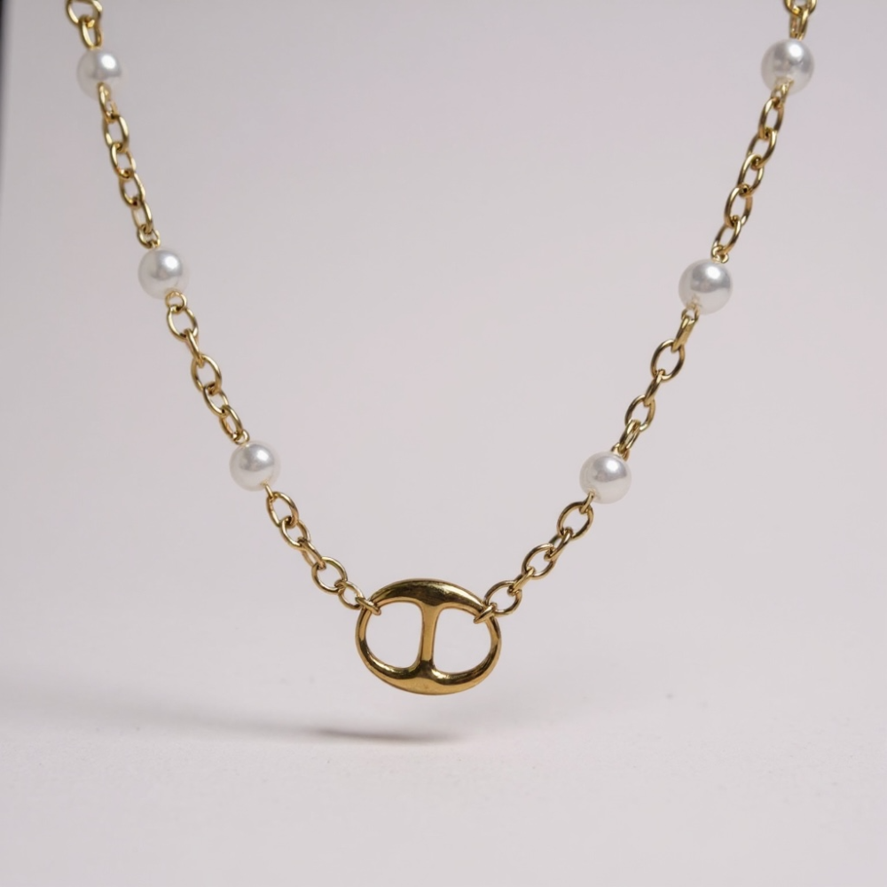 Collier Maille Marine Perles — bijoux acier inoxydable | Gaou Bijoux