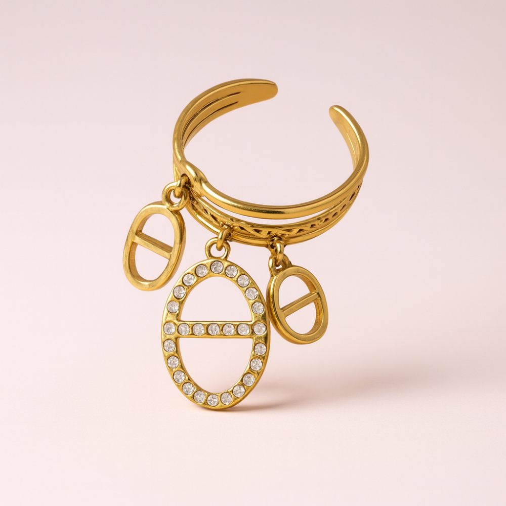 Bague Charms Maille Marine Strass – bijoux acier inoxydable | Gaou Bijoux