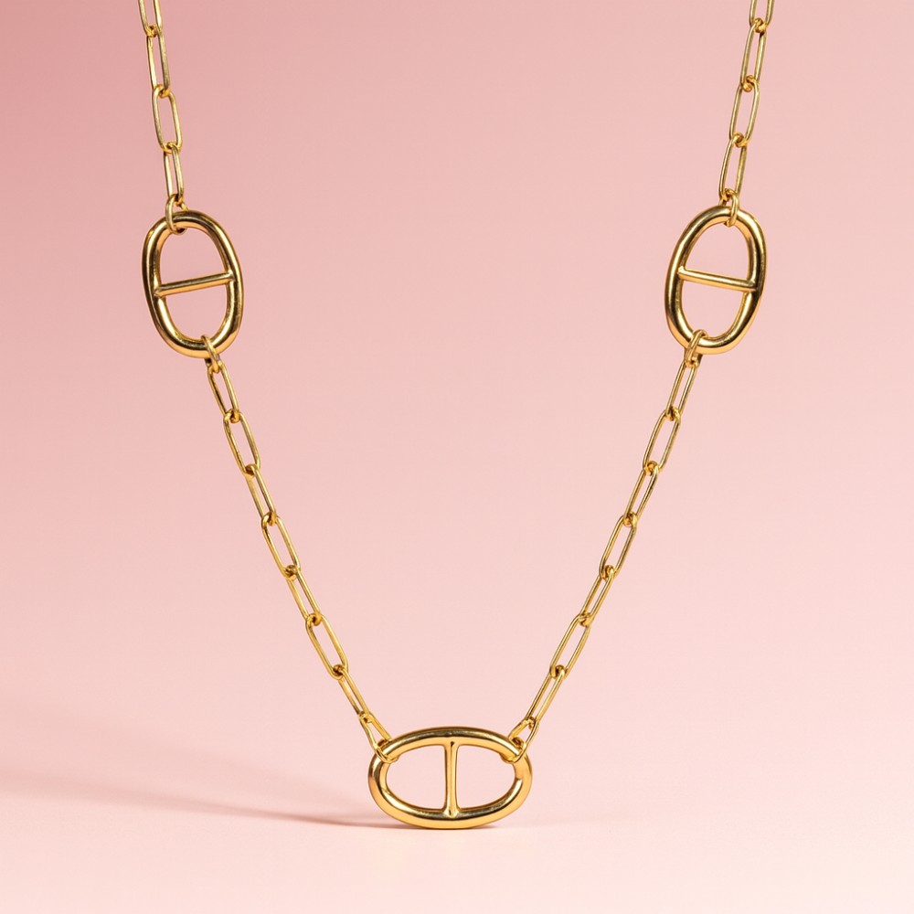 Sautoir 5 Maillons Maille Marine – bijoux acier inoxydable doré | Gaou Bijoux