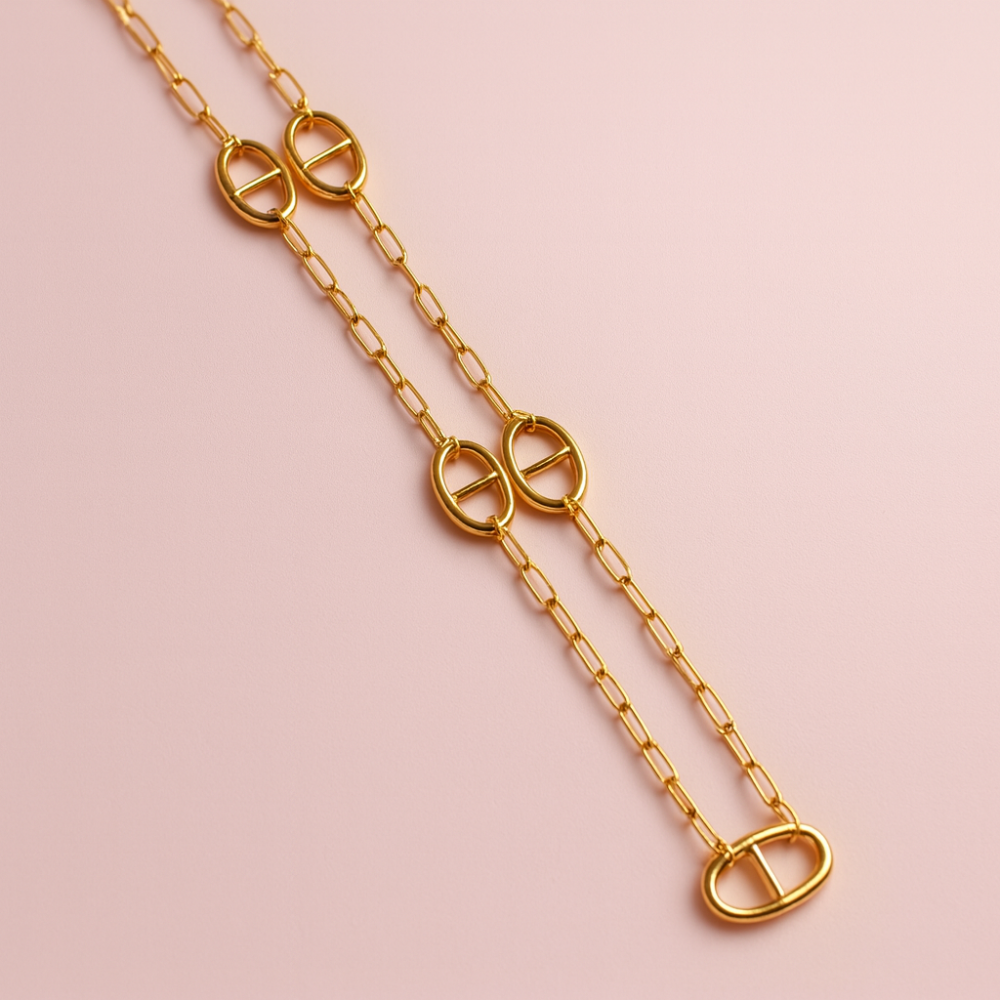 Sautoir 5 Maillons Maille Marine – bijoux acier inoxydable doré | Gaou Bijoux