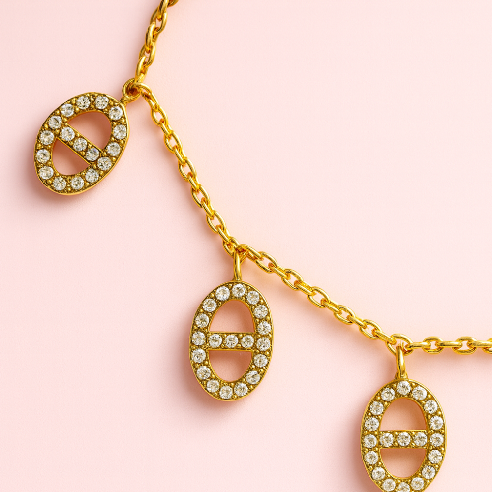 Bracelet Charms Maille Marine Zircon – bijoux acier inoxydable doré | Gaou Bijoux