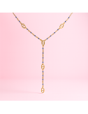 Collier Sautoir Y maille marine perles colorées – acier inoxydable | Gaou Bijoux