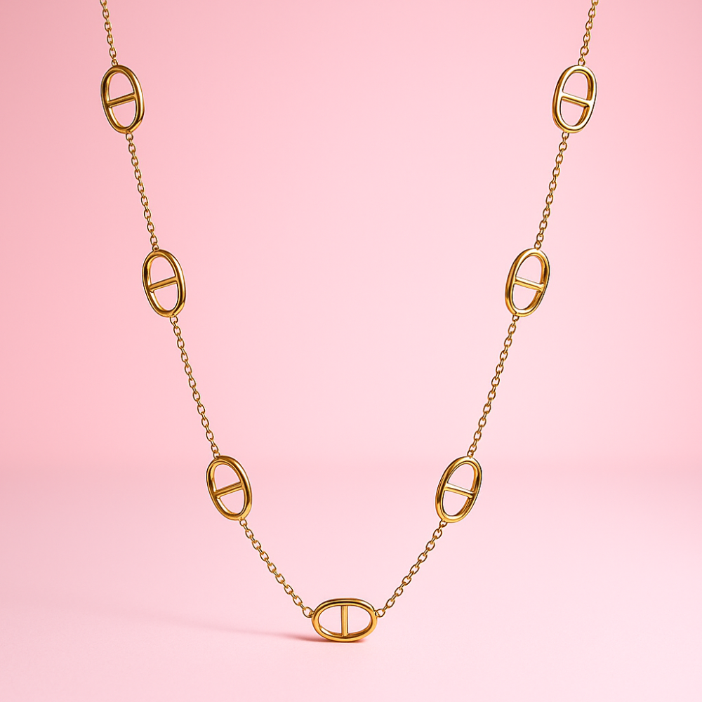 Collier sautoir maillons ovales acier inoxydable doré | Gaou Bijoux