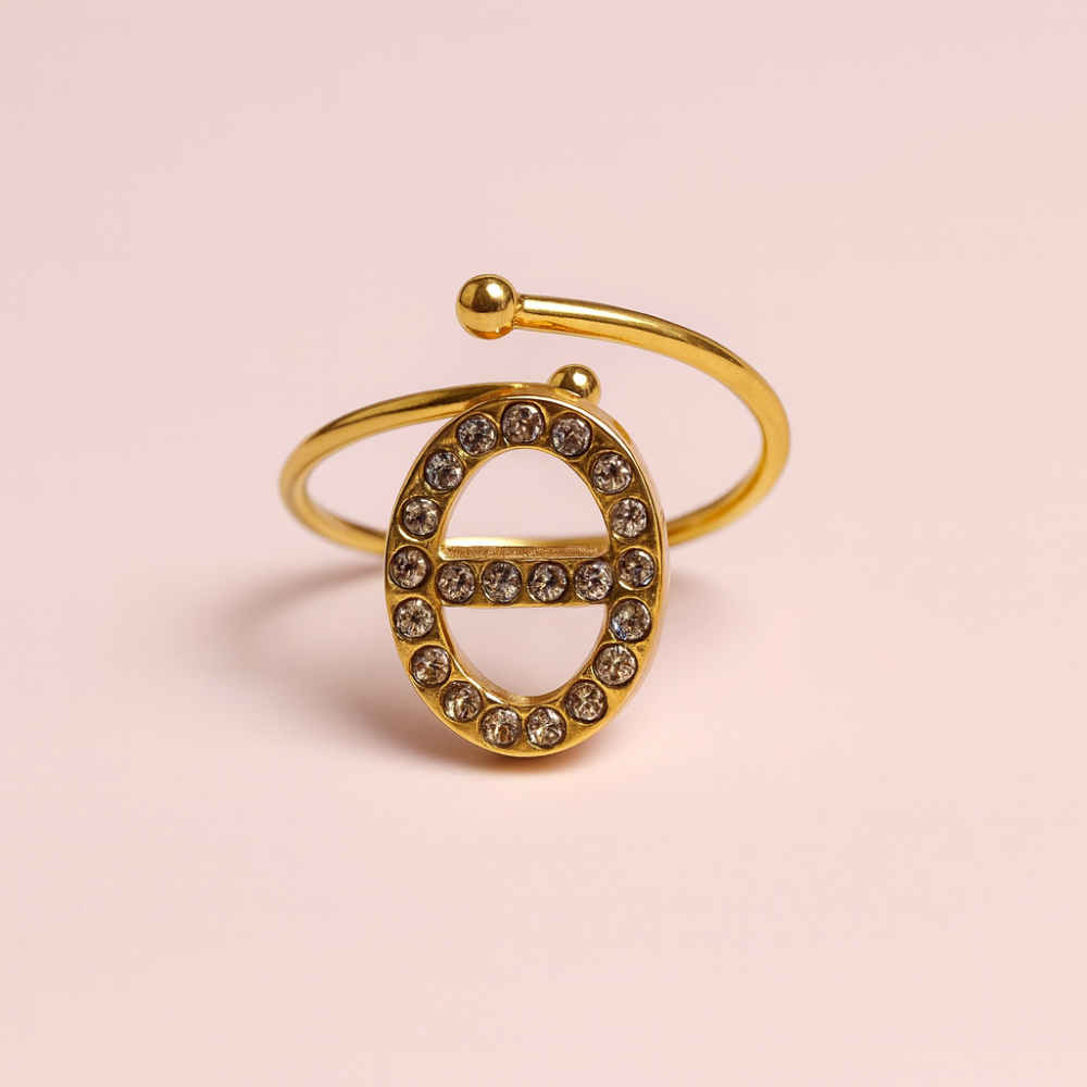 Bague Maille Marine Zircon – bijoux acier inoxydable doré | Gaou Bijoux