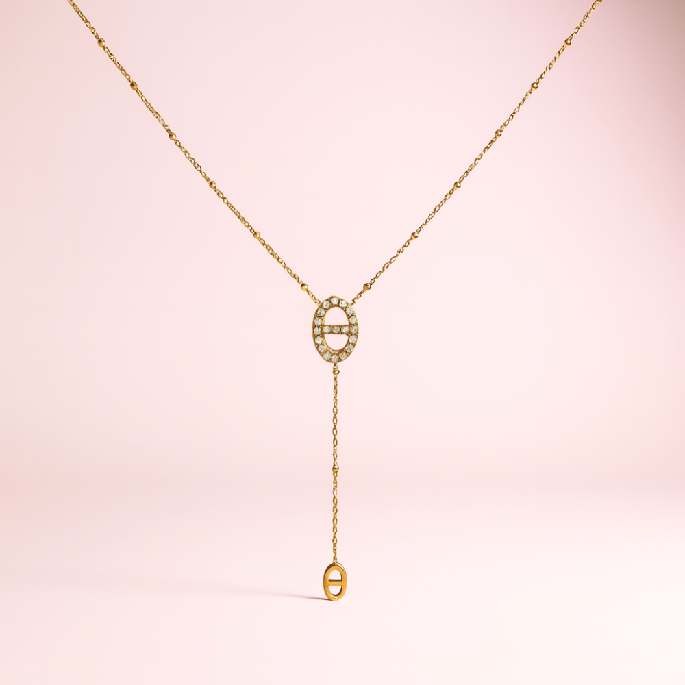 Collier Y Maille Marine Zircon – bijoux acier inoxydable doré | Gaou Bijoux
