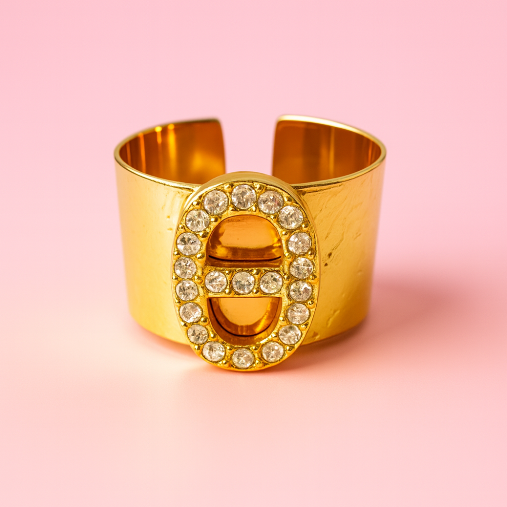 Bague Maille Marine Strass réglable – Bijou acier inoxydable doré | Gaou Bijoux