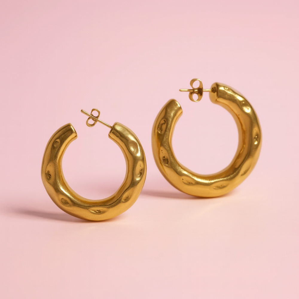 Boucles d’oreilles Créoles Dorées Martelées
