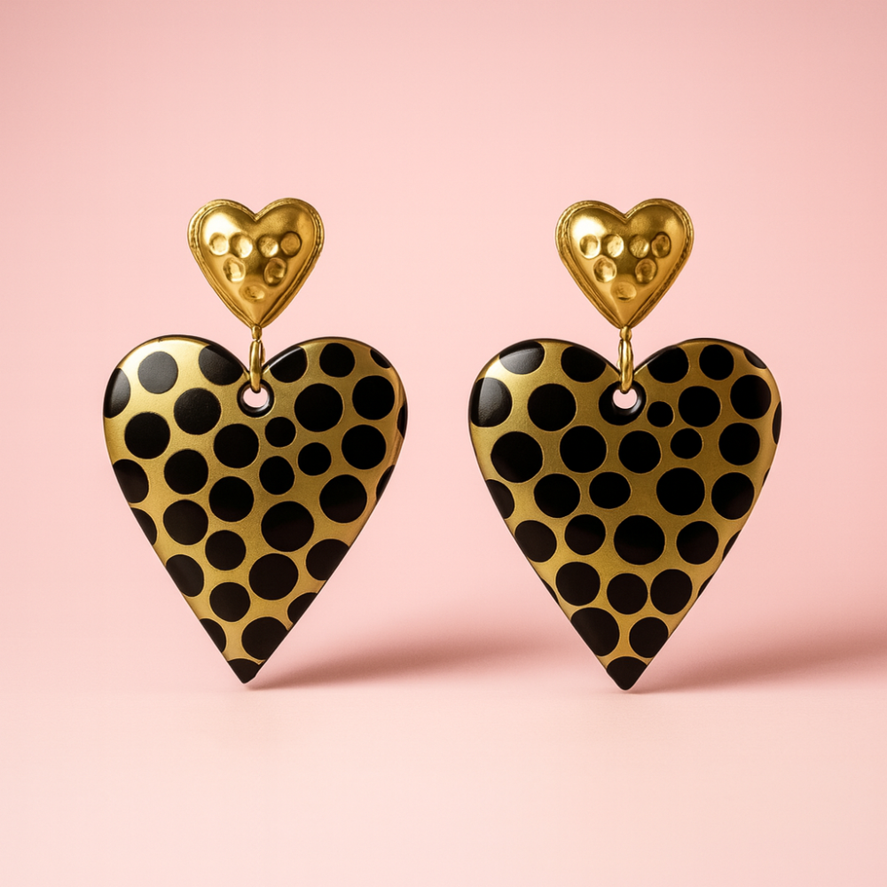 Boucles d’oreilles Cœurs Léopard Doré