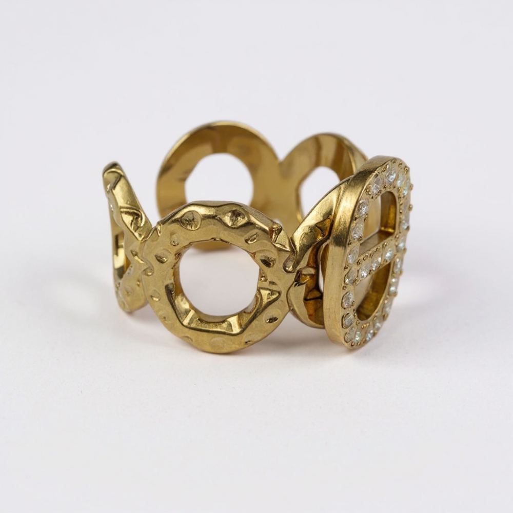 Bague maille marine dorée ajourée avec strass – acier inoxydable | Gaou Bijoux