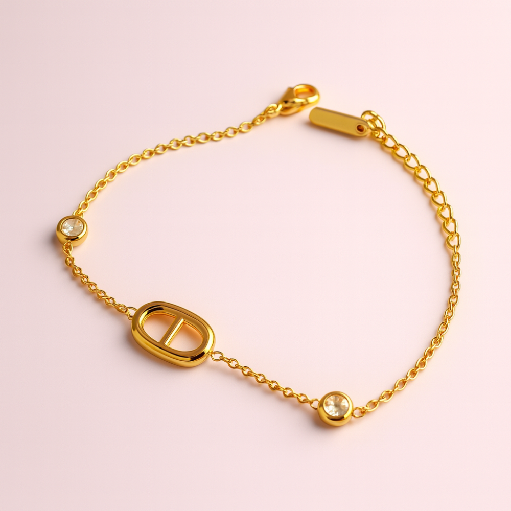 Bracelet Maille Marine Doré – Strass Fin