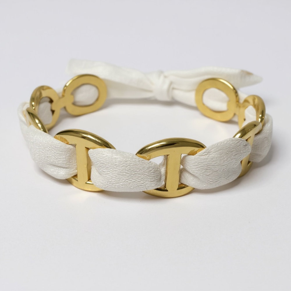 Bracelet tissu & maillons maille marine dorés – multicolore | Gaou Bijoux