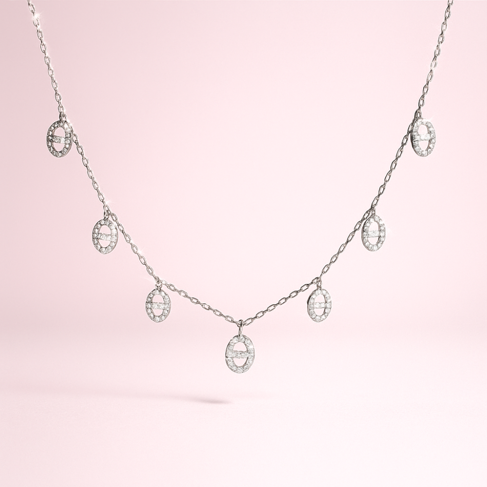 Collier multi pendentifs maille marine strass – acier inoxydable | Gaou Bijoux