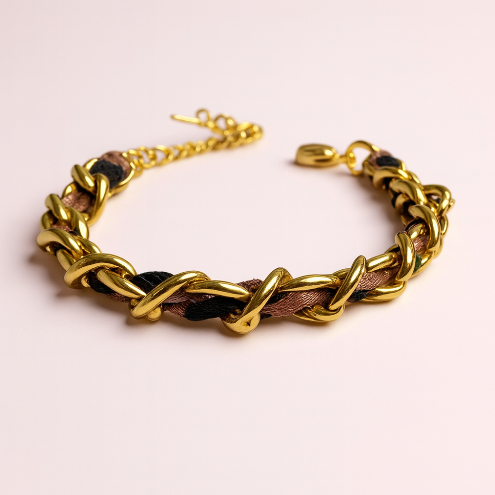 Bracelet léopard tressé & maillons entrelacés – acier inoxydable | Gaou Bijoux