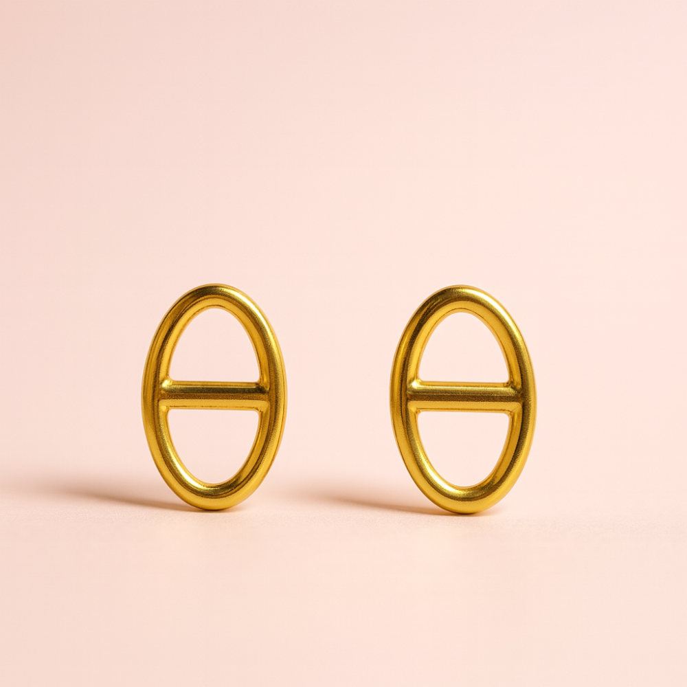 Boucles d’Oreilles Maille Marine Dorée – bijoux acier inoxydable | Gaou Bijoux