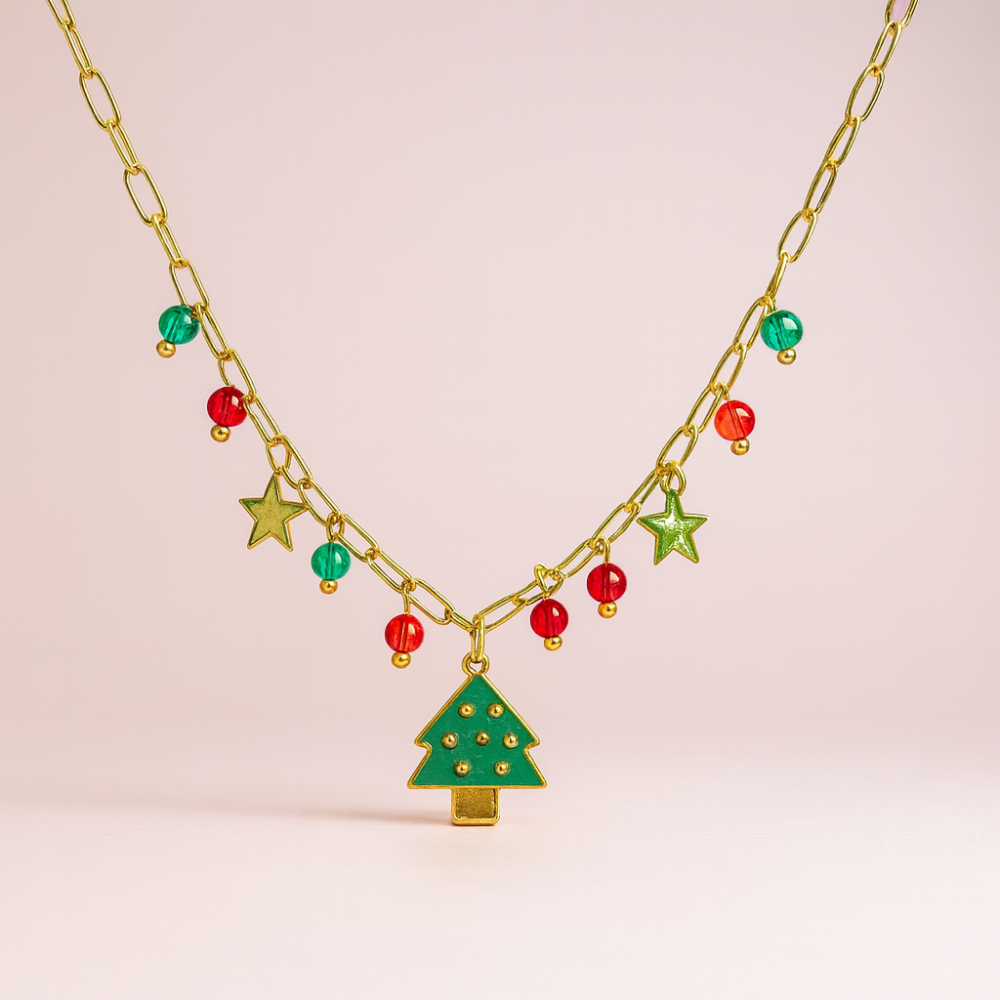 Collier Noël Doré – Bijou festif et lumineux – bijoux acier inoxydable | Gaou Bijoux