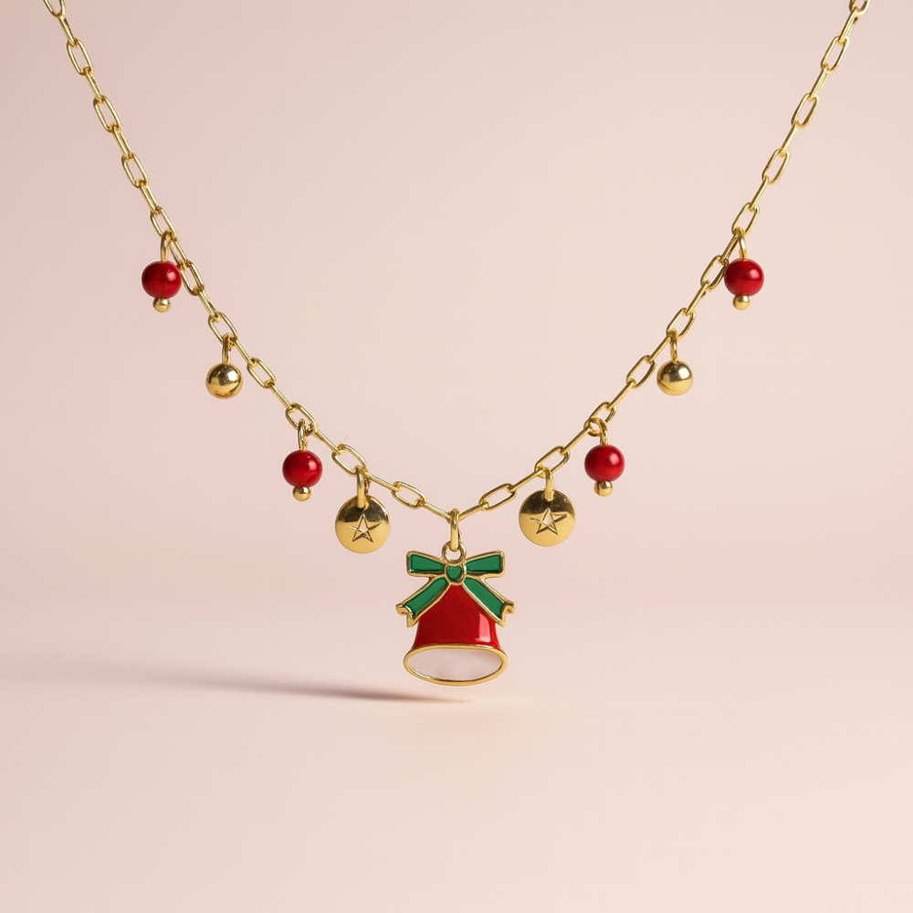 Collier Noël Doré – Bijou festif et lumineux – bijoux acier inoxydable | Gaou Bijoux