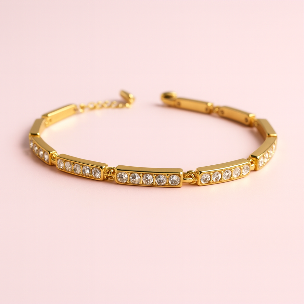 Bracelet Fin Doré Strass – Élégant et lumineux – bijoux acier inoxydable | Gaou Bijoux