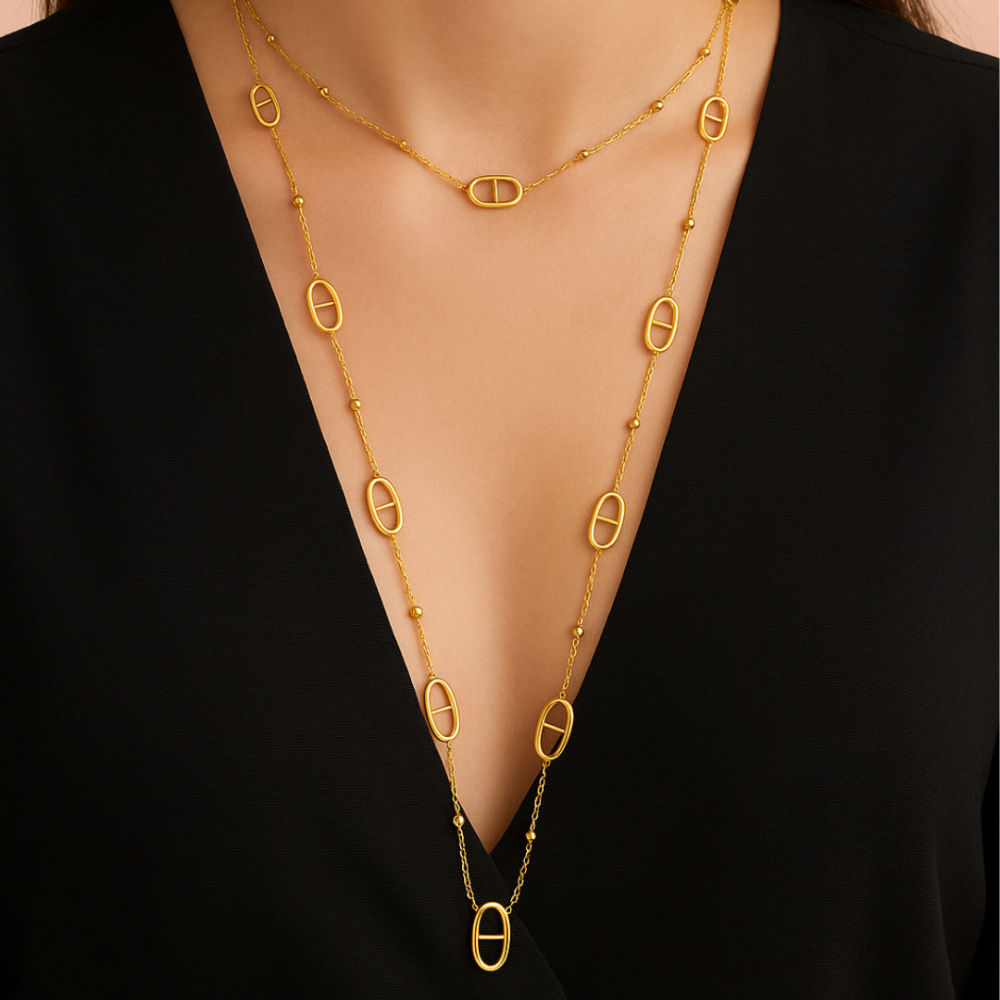 Duo Maille Marine & Perle Doré