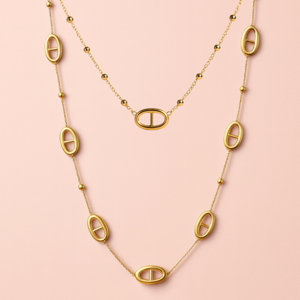 Duo Maille Marine & Perle Doré