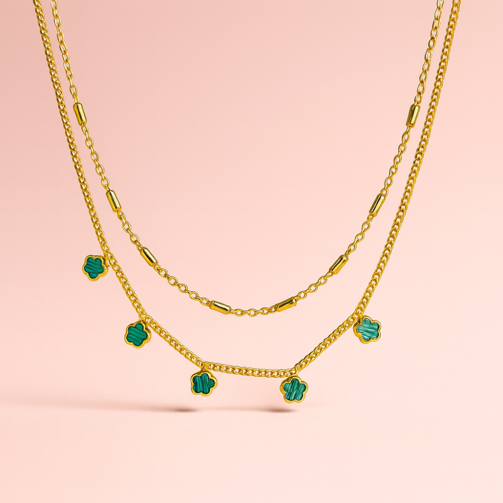 Collier Double Rang Trèfles