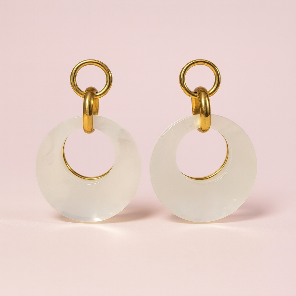 Boucles d’oreilles anneaux nacrés – bijoux acier inoxydable | Gaou Bijoux