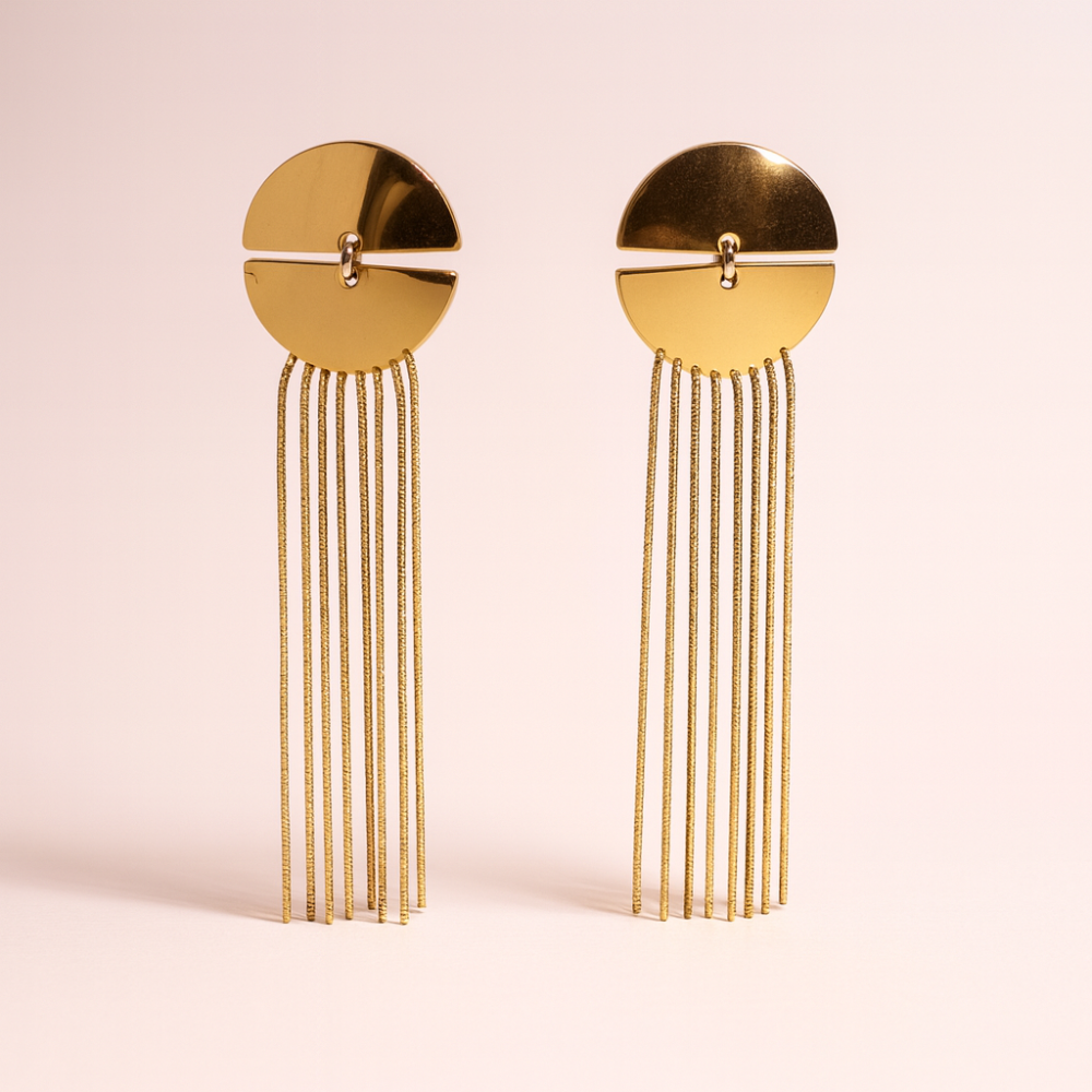 Boucles d’oreilles longues franges dorées – bijoux acier inoxydable | Gaou Bijoux