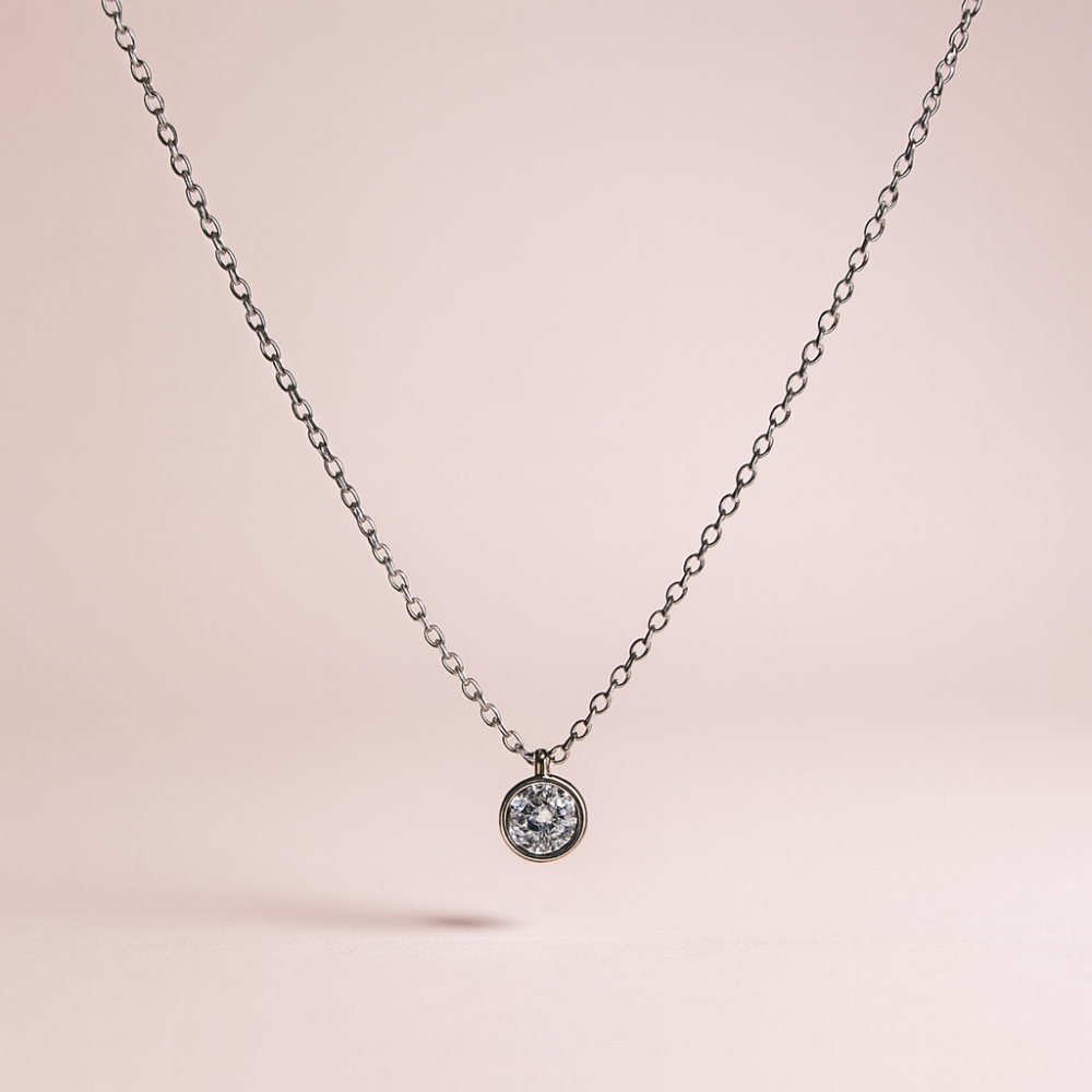 Collier zircon rond –  bijoux acier inoxydable | Gaou Bijoux