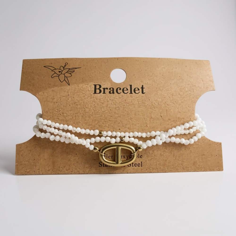 Bracelet triple perles & maille marine – acier inoxydable | Gaou Bijoux