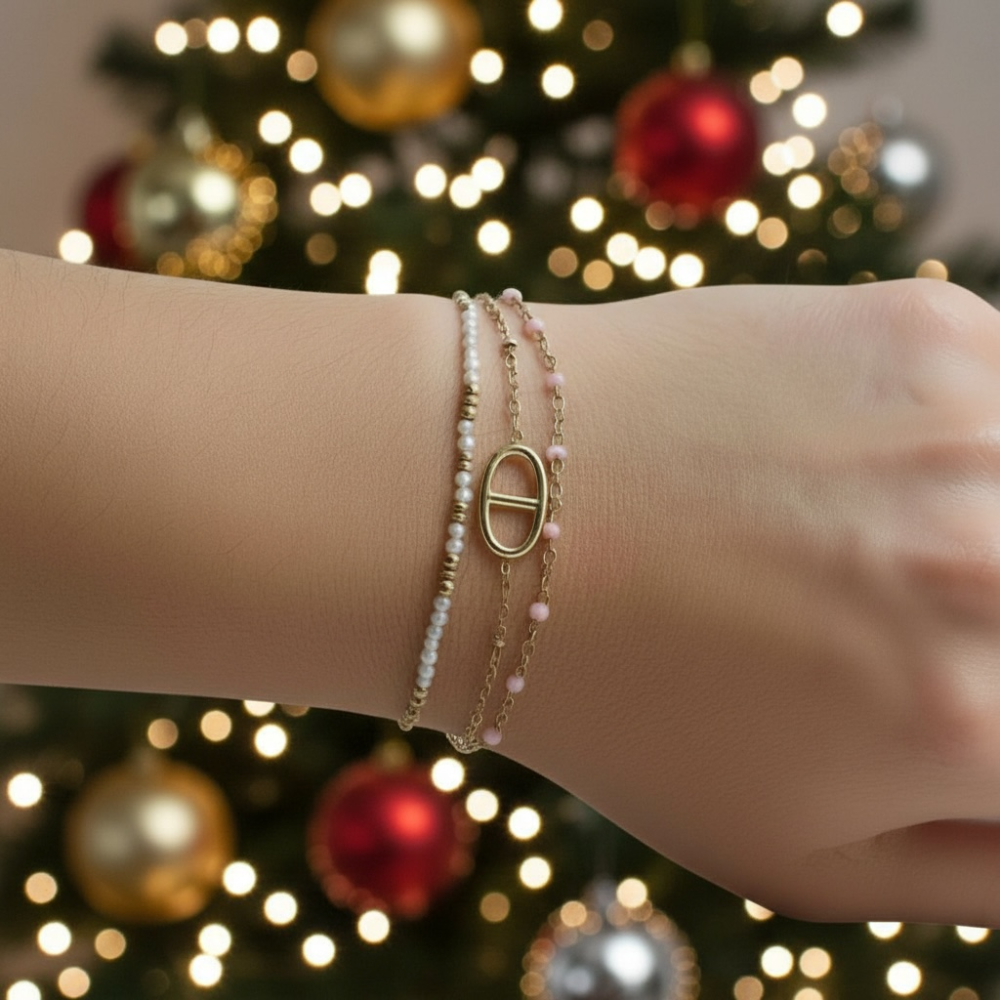 Bracelet triple perles & maille marine – bijou acier inoxydable | Gaou Bijoux