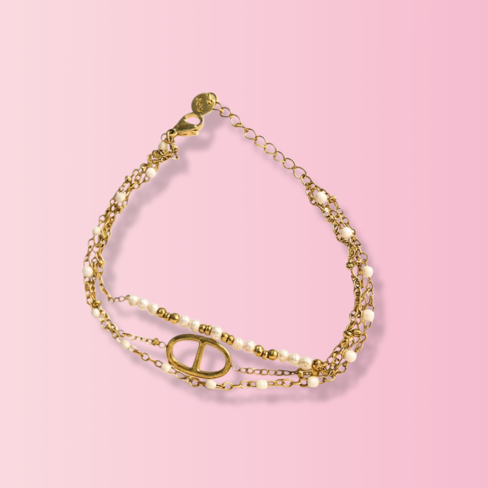 Bracelet triple perles & maille marine – bijou acier inoxydable | Gaou Bijoux