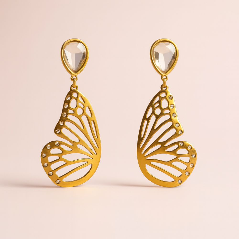 Boucles d’Oreilles Papillon Ajourées dorées – bijoux acier inoxydable | Gaou Bijoux