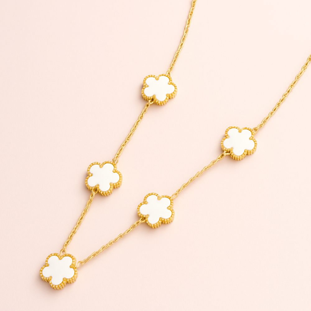 sautoir trèfle blanc pur chaîne torsadée gaou bijoux