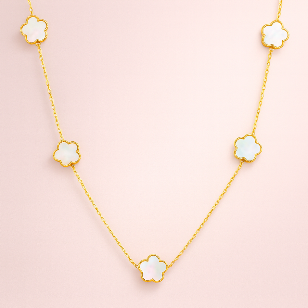 : Sautoir fleurs nacrées acier inoxydable | Gaou Bijoux