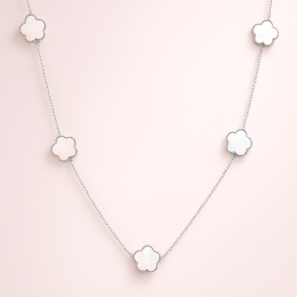 : Sautoir fleurs nacrées acier inoxydable | Gaou Bijoux