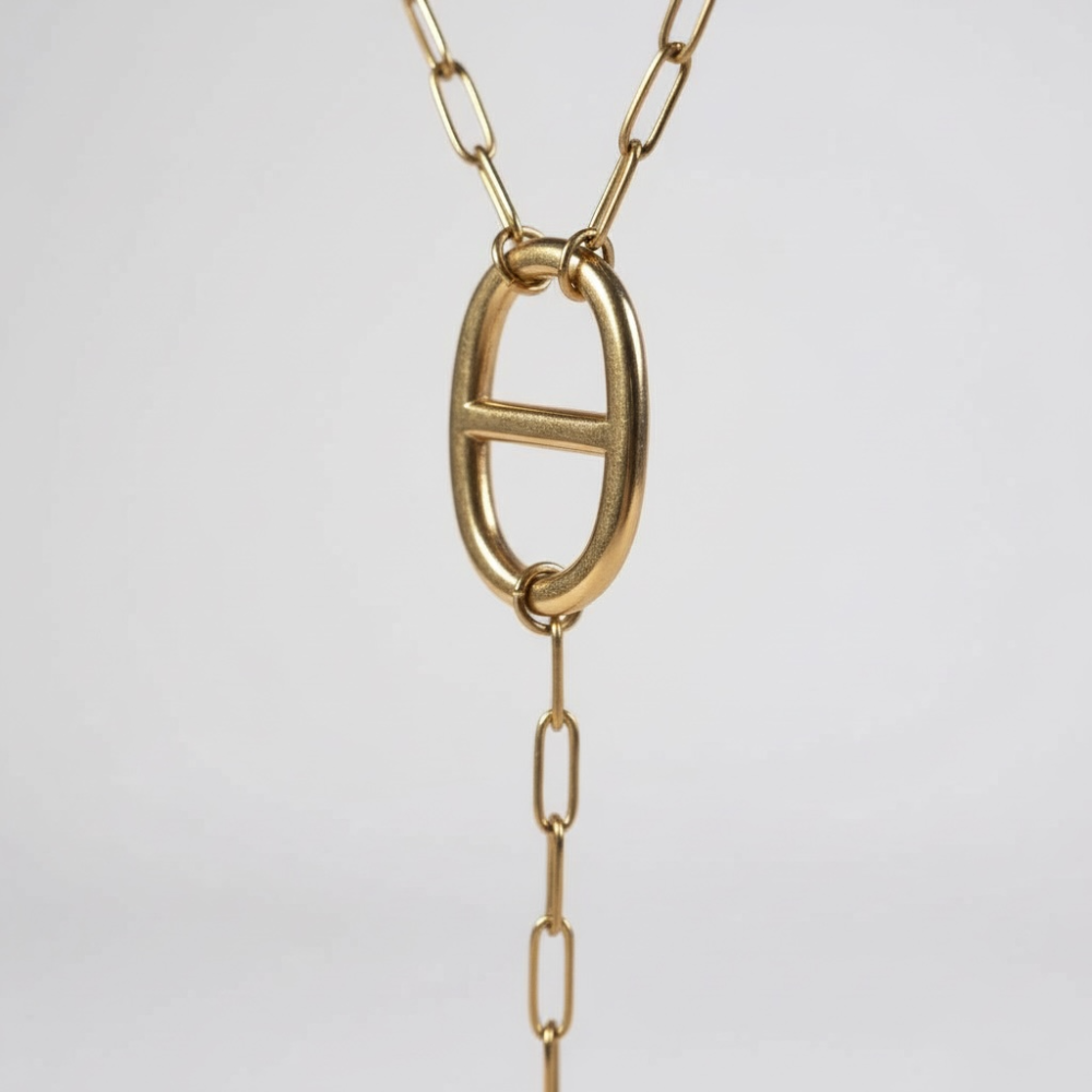 Sautoir Y Grande Maille Marine – bijoux acier inoxydable | Gaou Bijoux