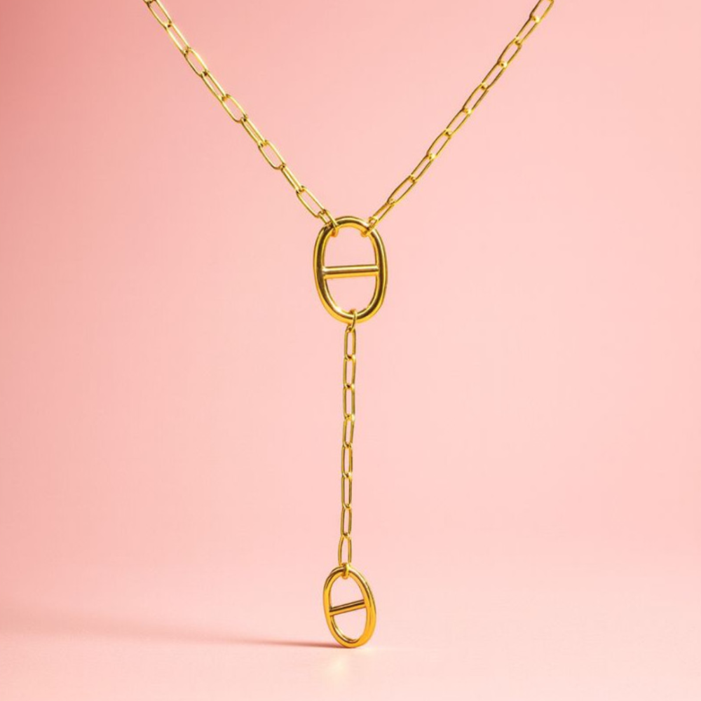 Sautoir Y Grande Maille Marine – bijoux acier inoxydable | Gaou Bijoux