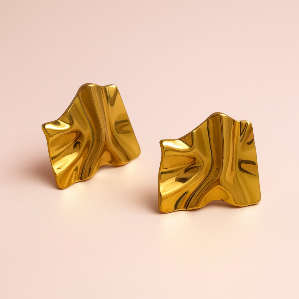 Boucles d’Oreilles Effet Plissé Sculptural – bijoux acier inoxydable | Gaou Bijoux