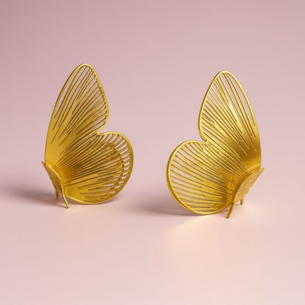 Boucles d’oreilles papillon ajouré dorées ou argentées en acier inoxydable | Gaou Bijoux