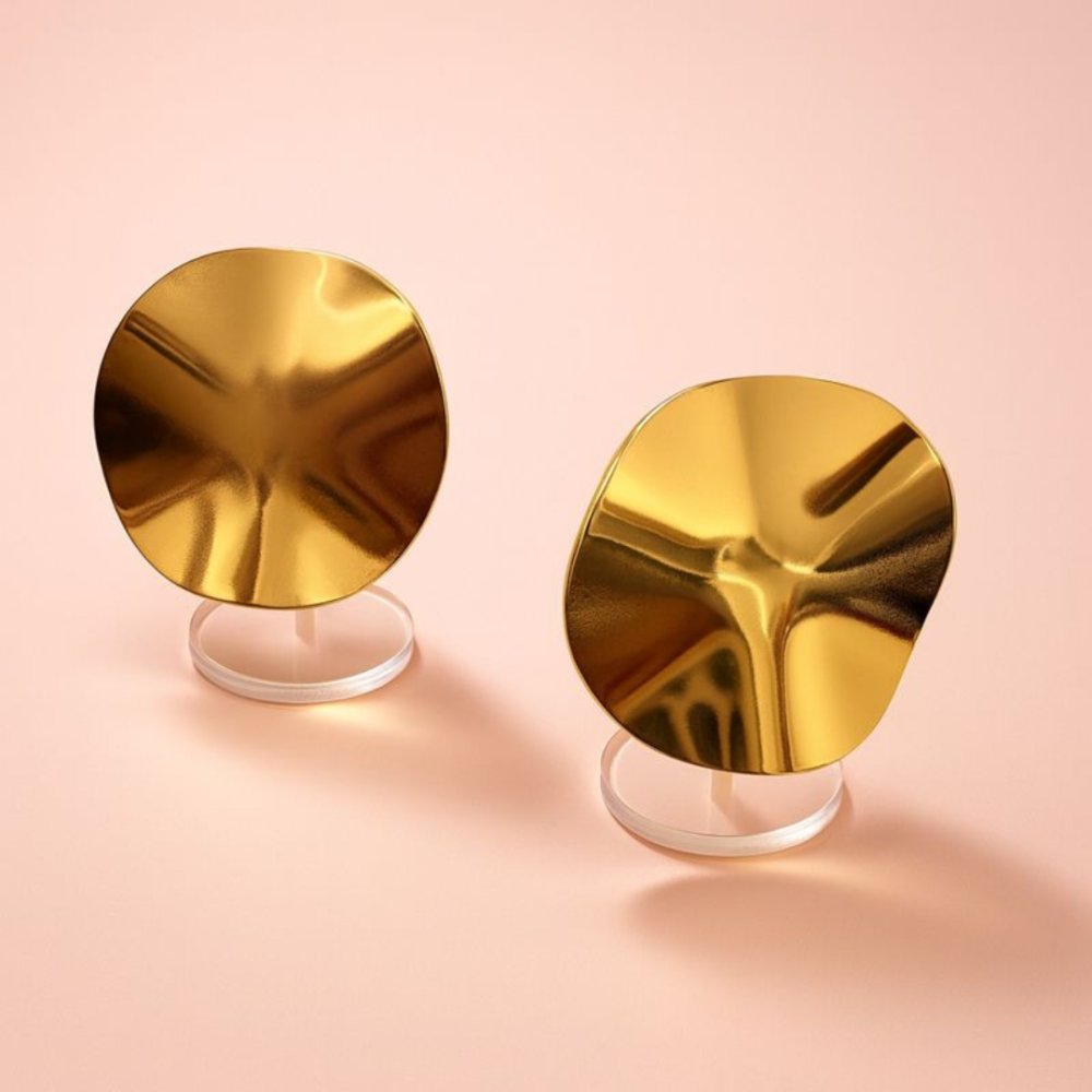 Boucles d’Oreilles Rondes Effet Sculpté – bijoux acier inoxydable | Gaou Bijoux