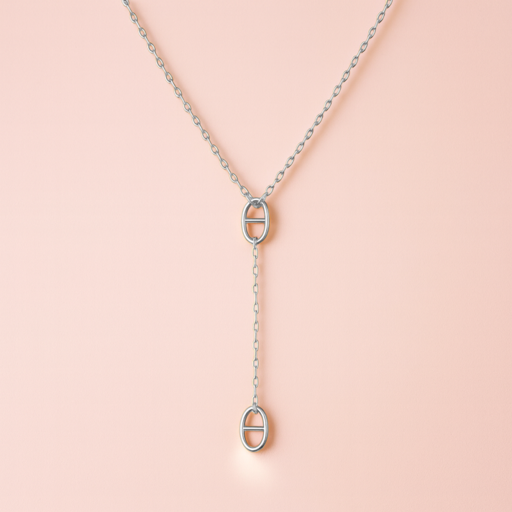 Collier Y maille marine moderne | bijoux acier inoxydable | Gaou Bijoux