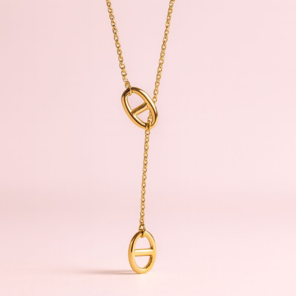 Collier Y Maille Marine Ovale