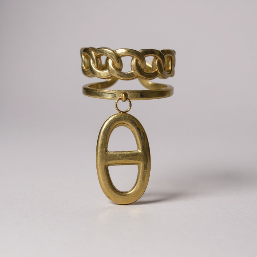 Bague médaillon ovale acier inoxydable doré | bijoux acier inoxydable | Gaou Bijoux