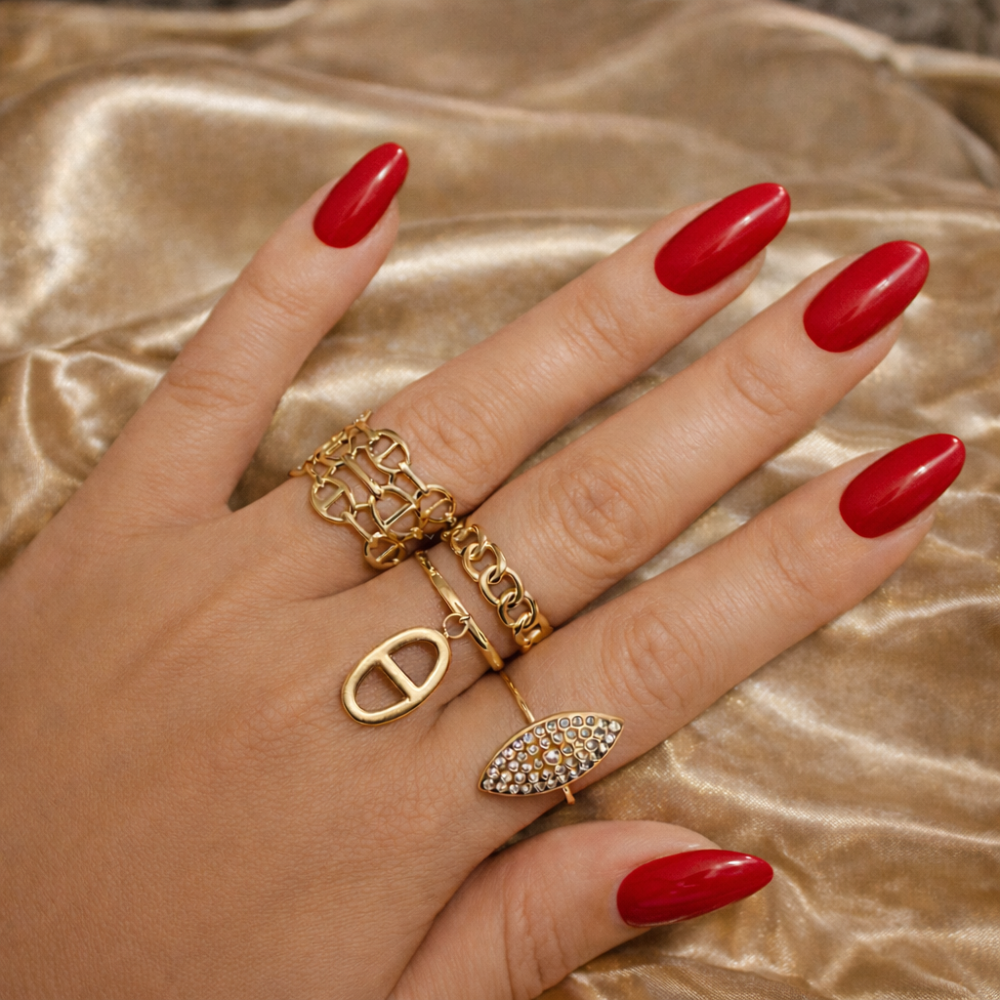 Bague médaillon ovale acier inoxydable doré | bijoux acier inoxydable | Gaou Bijoux