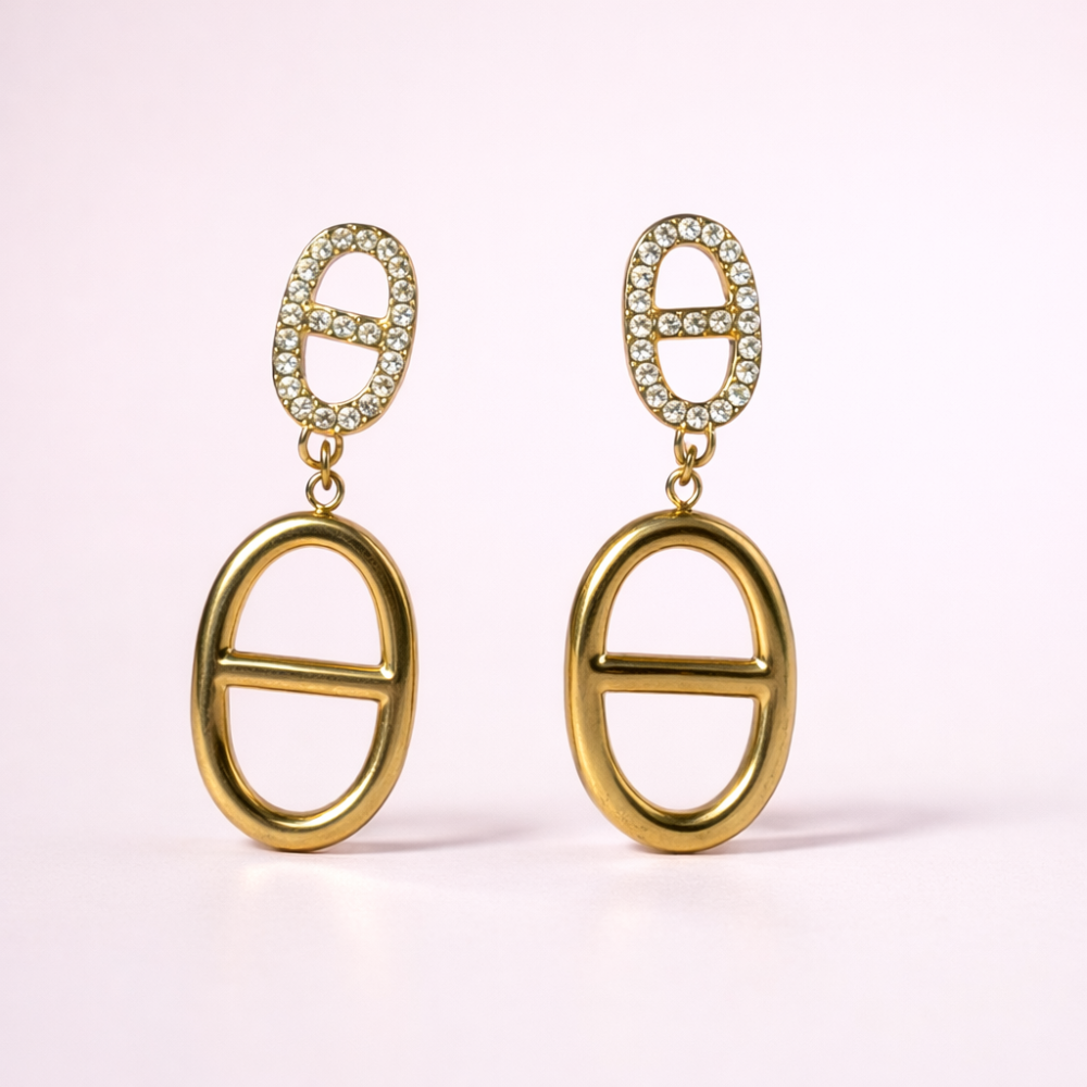 Boucles d’oreilles maille marine strass acier inoxydable | bijoux acier inoxydable | Gaou Bijoux