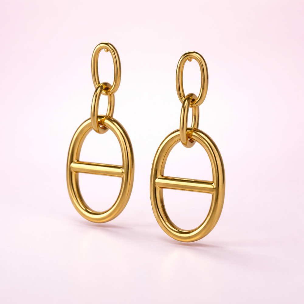 Boucles d’oreilles maille marine acier inoxydable doré | bijoux acier inoxydable | Gaou Bijoux