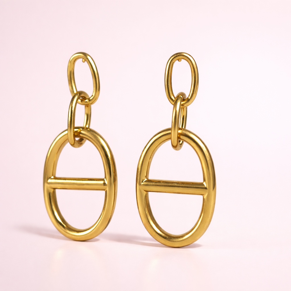 Boucles d’oreilles maille marine acier inoxydable doré | bijoux acier inoxydable | Gaou Bijoux